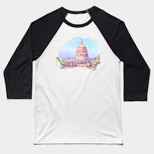 Panorama of the US Capitol. Painted Sketch isolated on white background. EPS10 vector illustration. Baseball T-Shirt